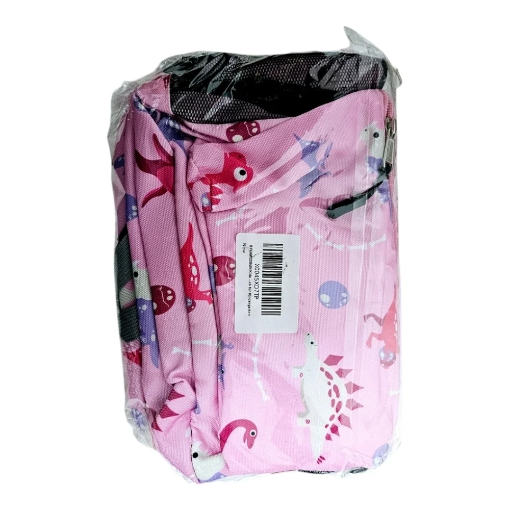 pink dinosaur Stemebun kids 15" Canvas backpack - Picture 4 of 10